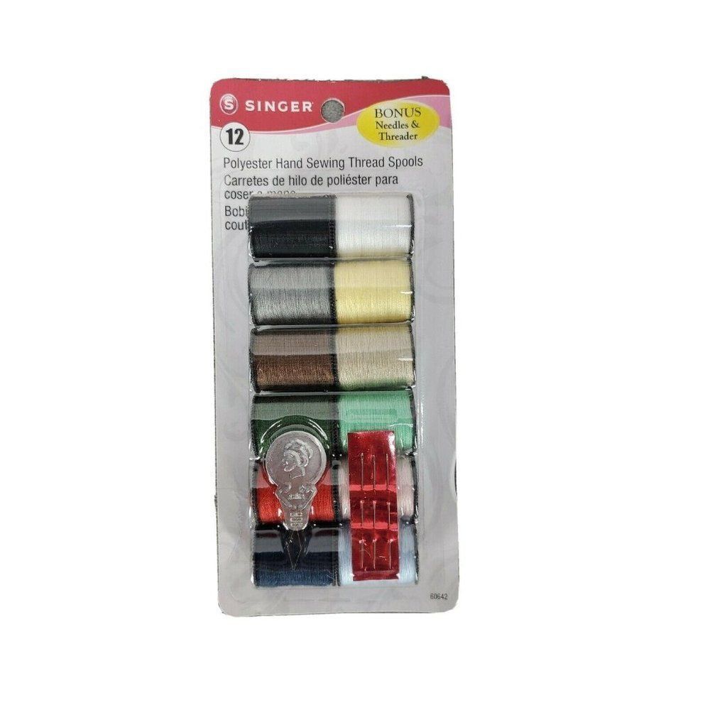 SINGER - Polyester Hand Sewing Thread Spools - 12 Spools. 7B